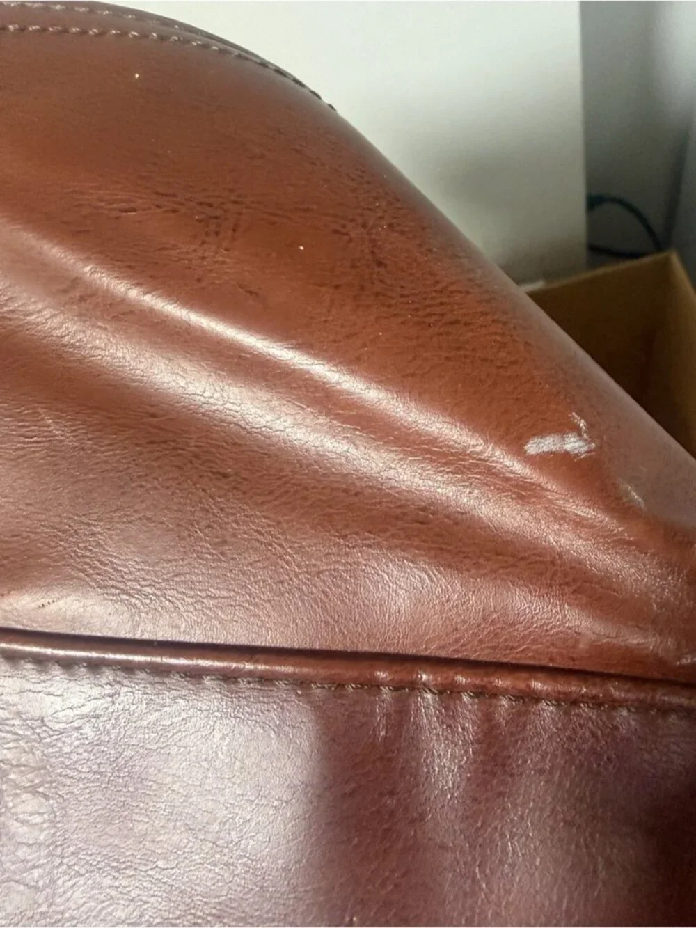 Zara Man Brown Faux Leather Weekender Duffel Bag Travel Overnight Carry-On